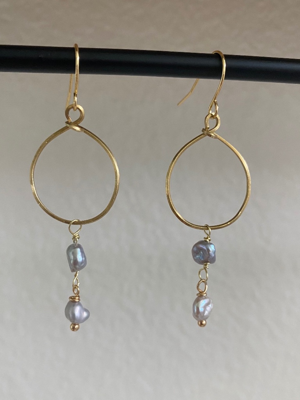 Handmade Hoop Earrings with Freshwater Pearl